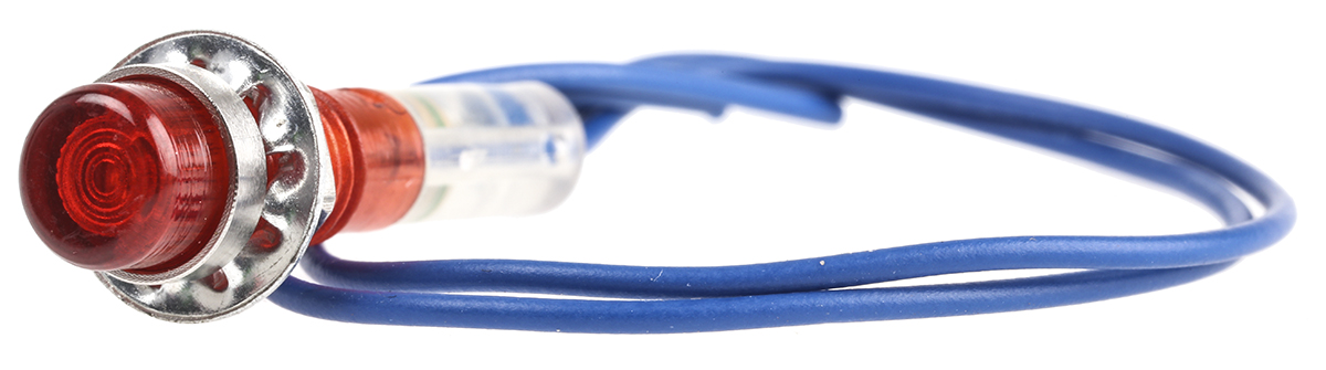CAMDENBOSS Red Panel Mount Indicator, 125V, 6.4mm Mounting Hole Size, Lead Wires Termination