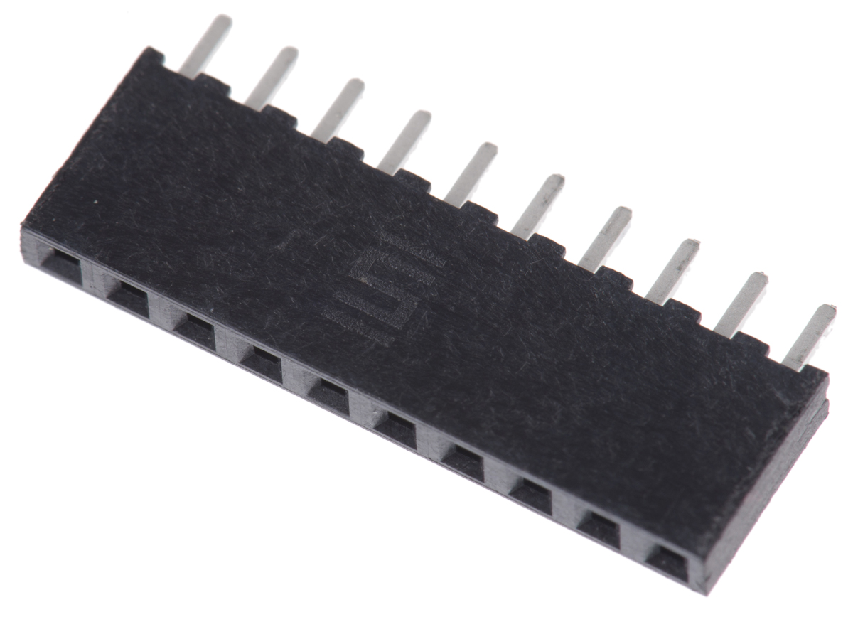 Samtec SQT Series Straight Through Hole Mount PCB Socket, 10-Contact, 1-Row, 2mm Pitch, Solder Termination