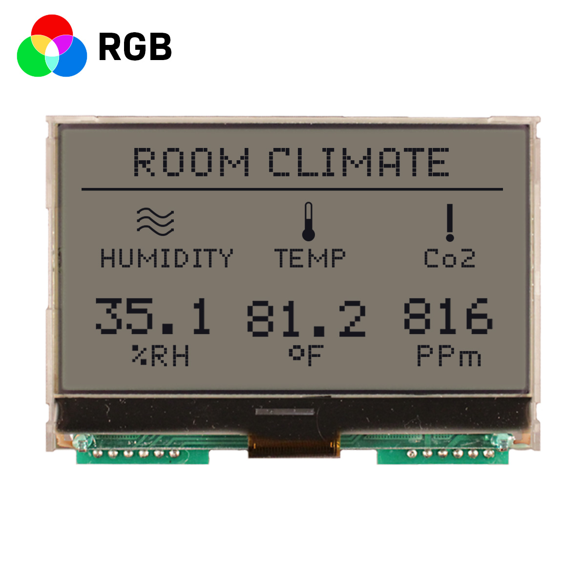 NEWHAVEN DISPLAY INTERNATIONAL NHD-C12864A1Z-FS(RGB)-FBW-HT1 Graphic LCD Graphic Display, Blue, Green, Red on,