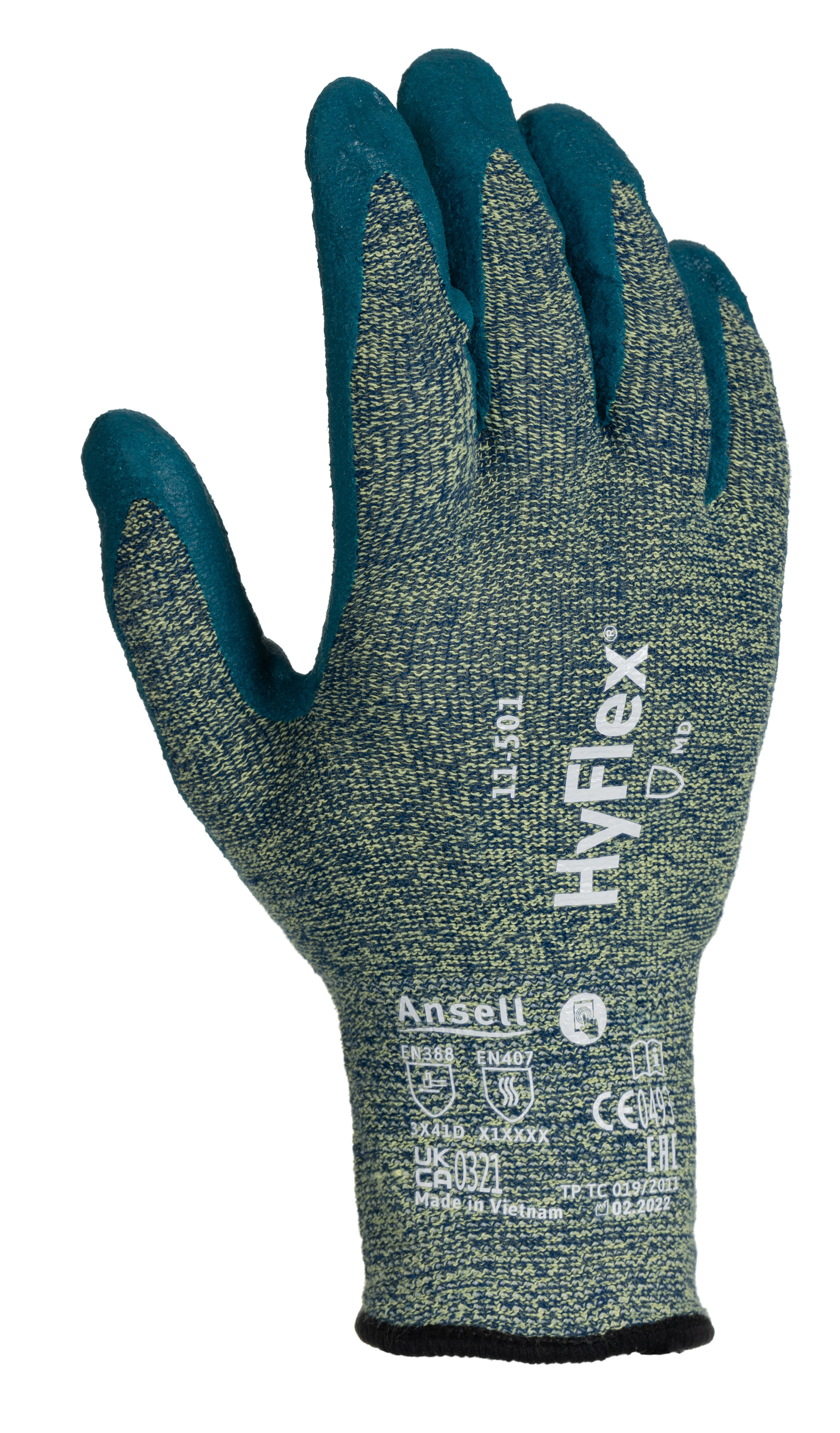 Ansell Hyflex Grey Nylon Kevlar Work Gloves, Size 9, Nitrile Foam Coating