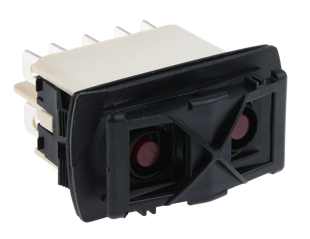 APEM Illuminated DPDT, (On)-Off-(On) Rocker Switch Panel Mount