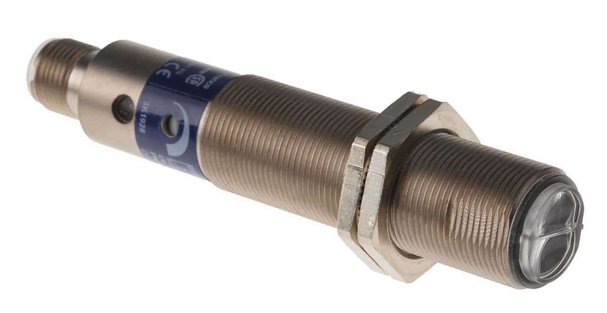 Telemecanique Sensors Diffuse Photoelectric Sensor, Barrel Sensor, 80 mm Detection Range