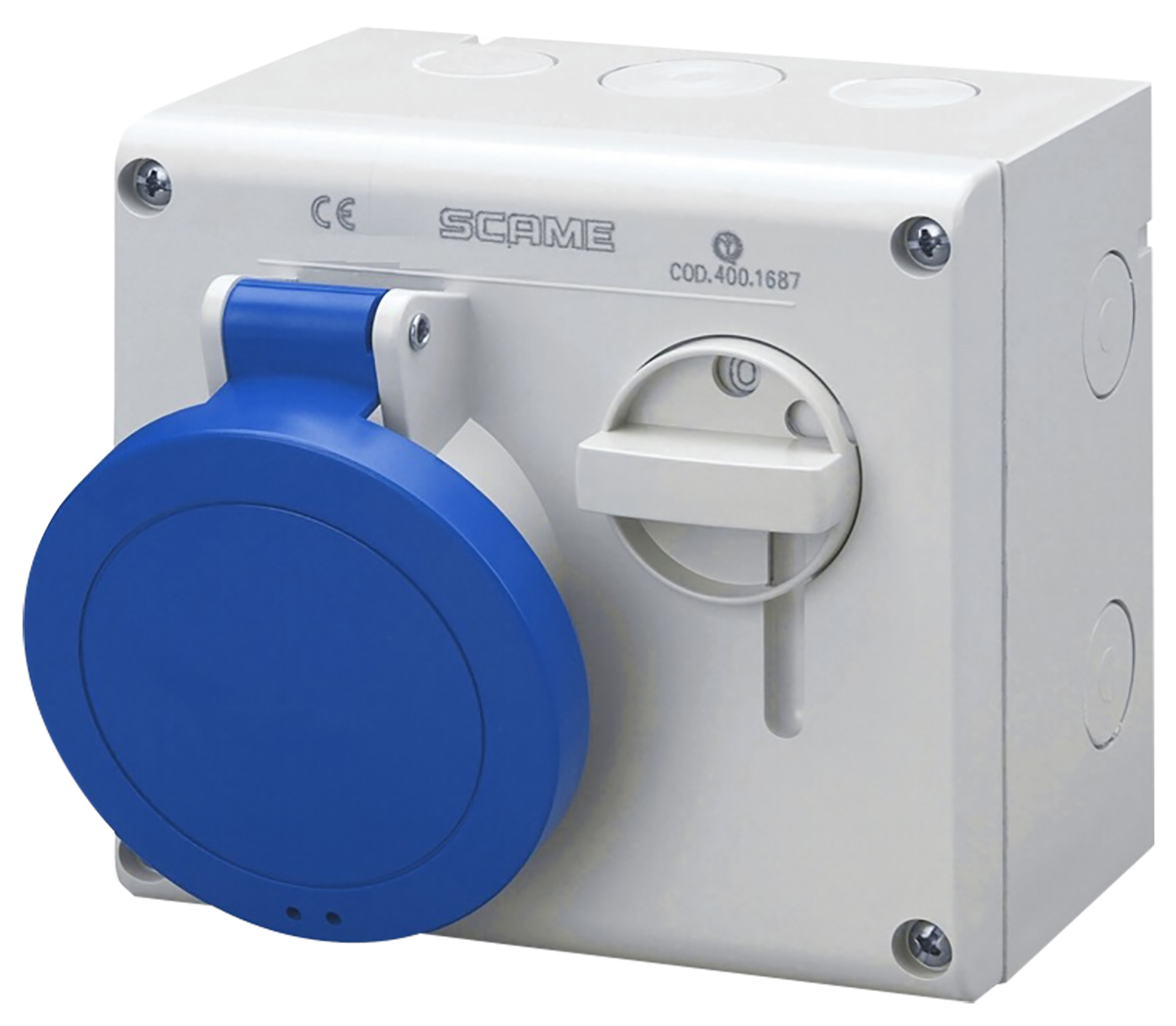 Scame Switchable IP44 Industrial Interlock Socket 2P+E, Earthing Position 6h, 32A, 250 V