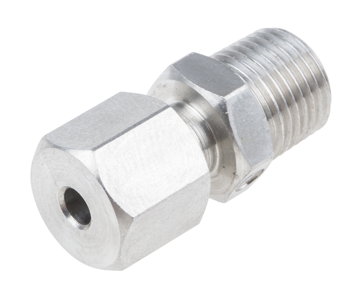 RS PRO 1/8 NPT Compression Fitting for Use with Thermocouple or PRT Probe, 1/8in Probe, RoHS Compliant Standard