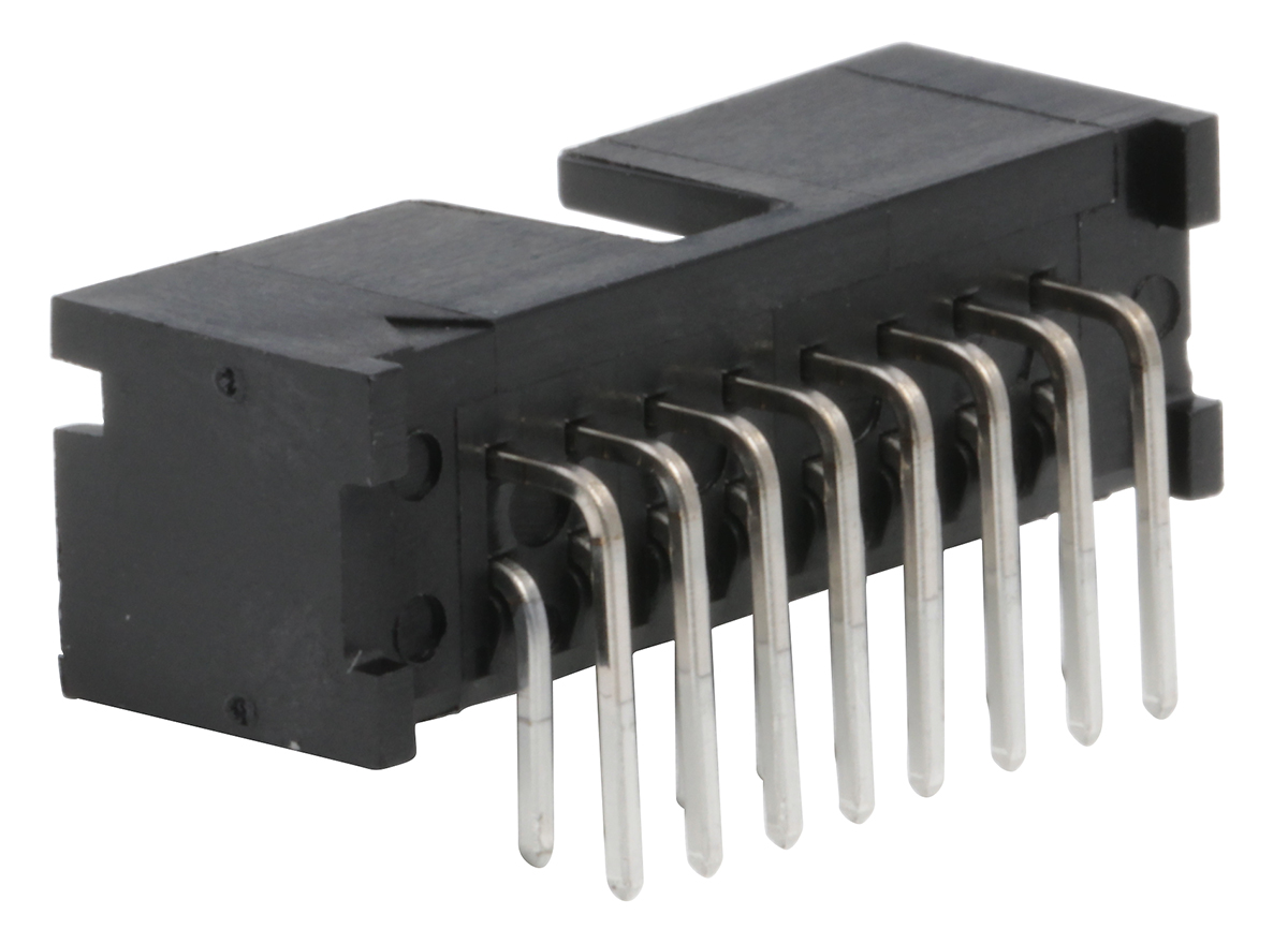 TE Connectivity AMP-LATCH Series Right Angle Through Hole PCB Header, 16 Contact(s), 2.54 mm Pitch, 2 Row, Shrouded