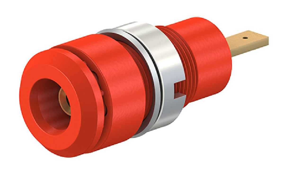 Staubli Red Female Banana Socket, 2mm Connector, Tab Termination, 10A, 600V, Gold Plating
