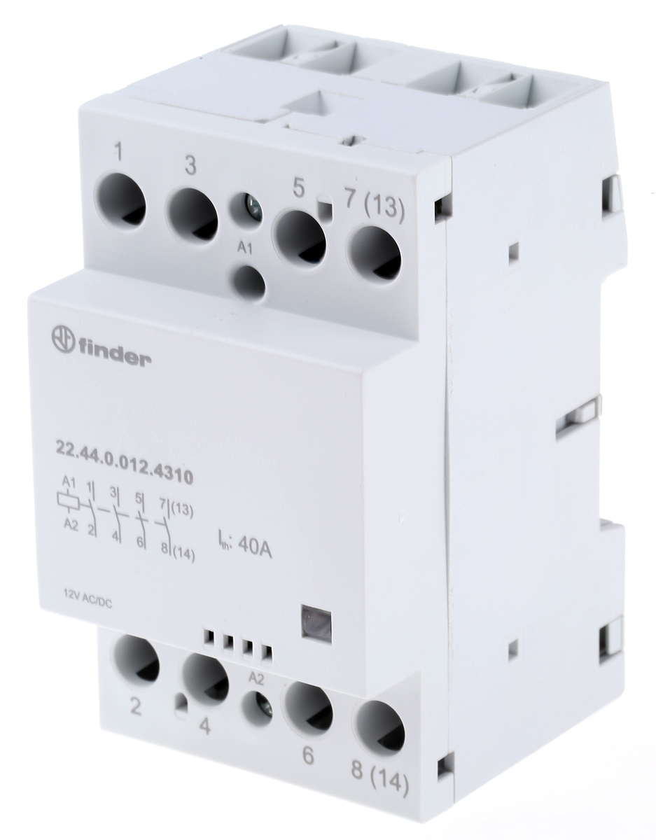 Finder 22 Contactor, 12 V Coil, 4-Pole, 40 A