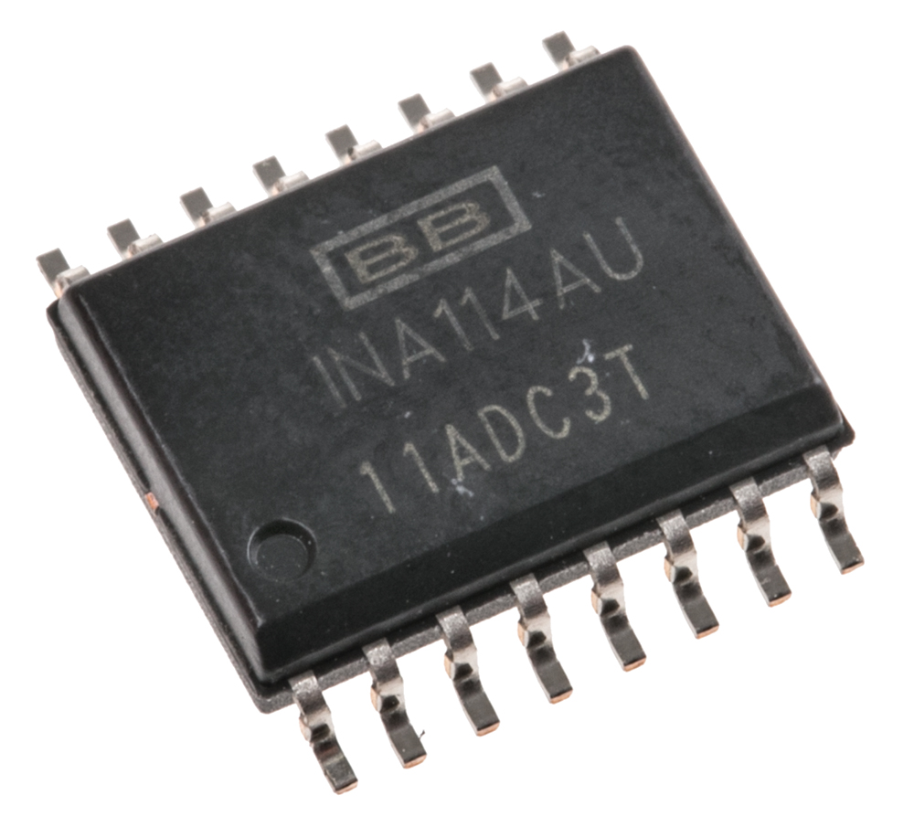 INA114AU Texas Instruments, Instrumentation Amplifier, 125μV Offset 1MHz, 16-Pin SOL