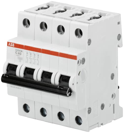 ABB System Pro M Compact S200M MCB, 4P, 40A Curve C, 400V AC, 125V DC, 15 kA Breaking Capacity