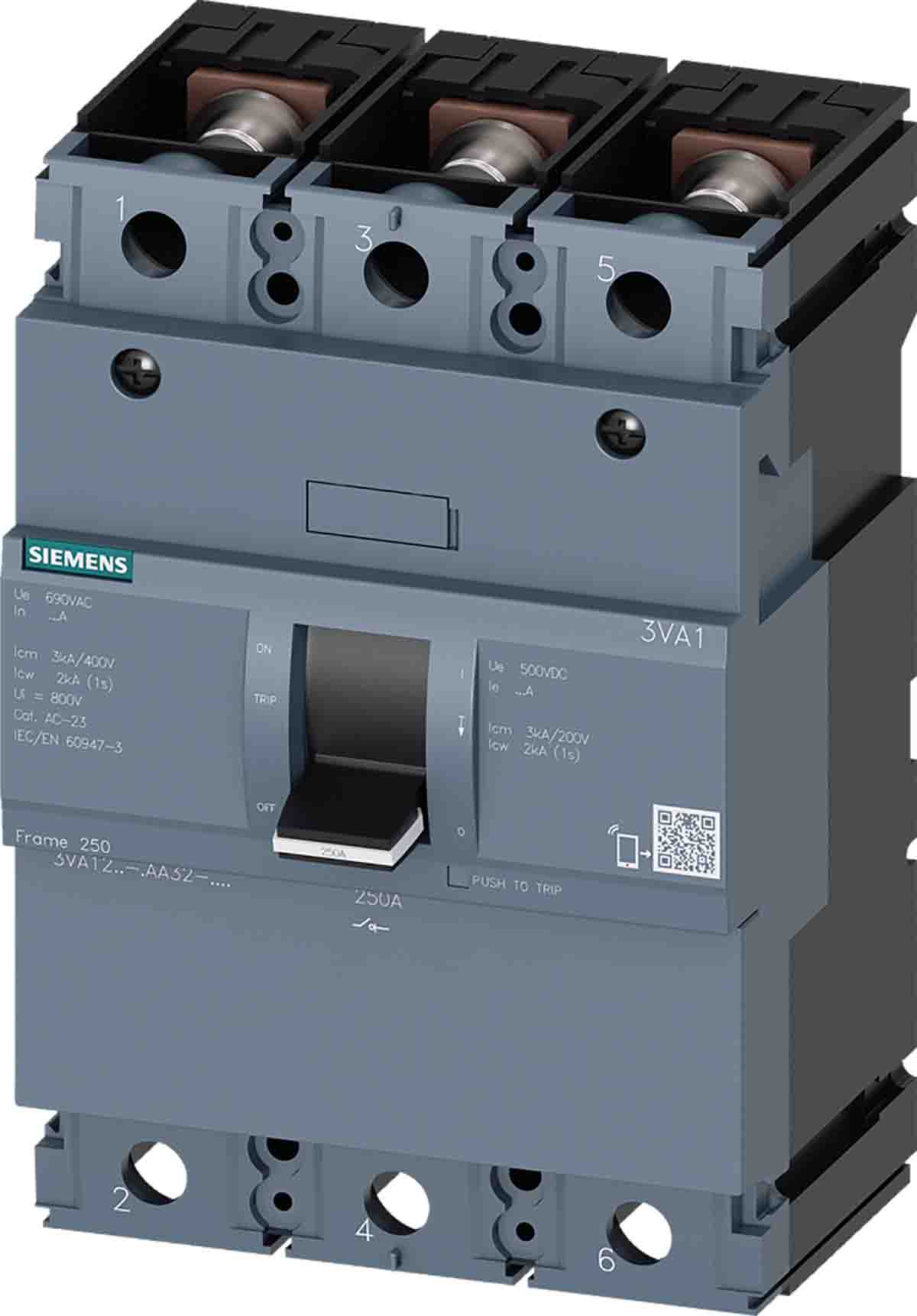 Siemens 3P Pole Isolator Switch - 250A Maximum Current, IP40