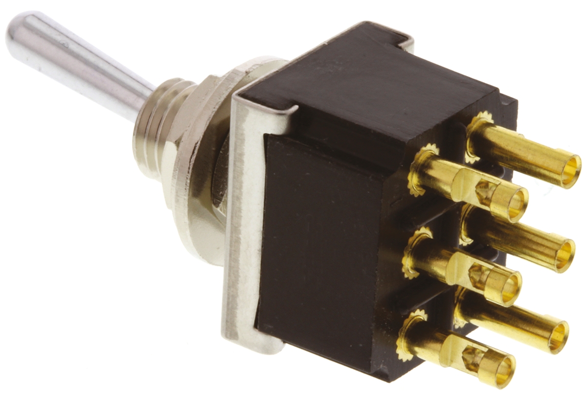 TE Connectivity Toggle Switch, Panel Mount, On-(On), DPDT, Solder Terminal, 125V ac