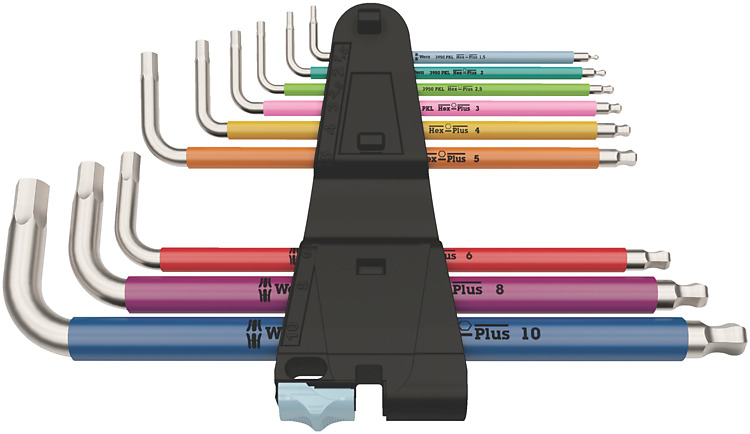 Wera 9 piece L Shape Metric Hex Key Set, 1 x 1.5x90 mm, 1 x 2.0x101 mm, 1 x 2.5x112 mm, 1 x 3.0x123 mm, 1 x 4.0x137 mm,