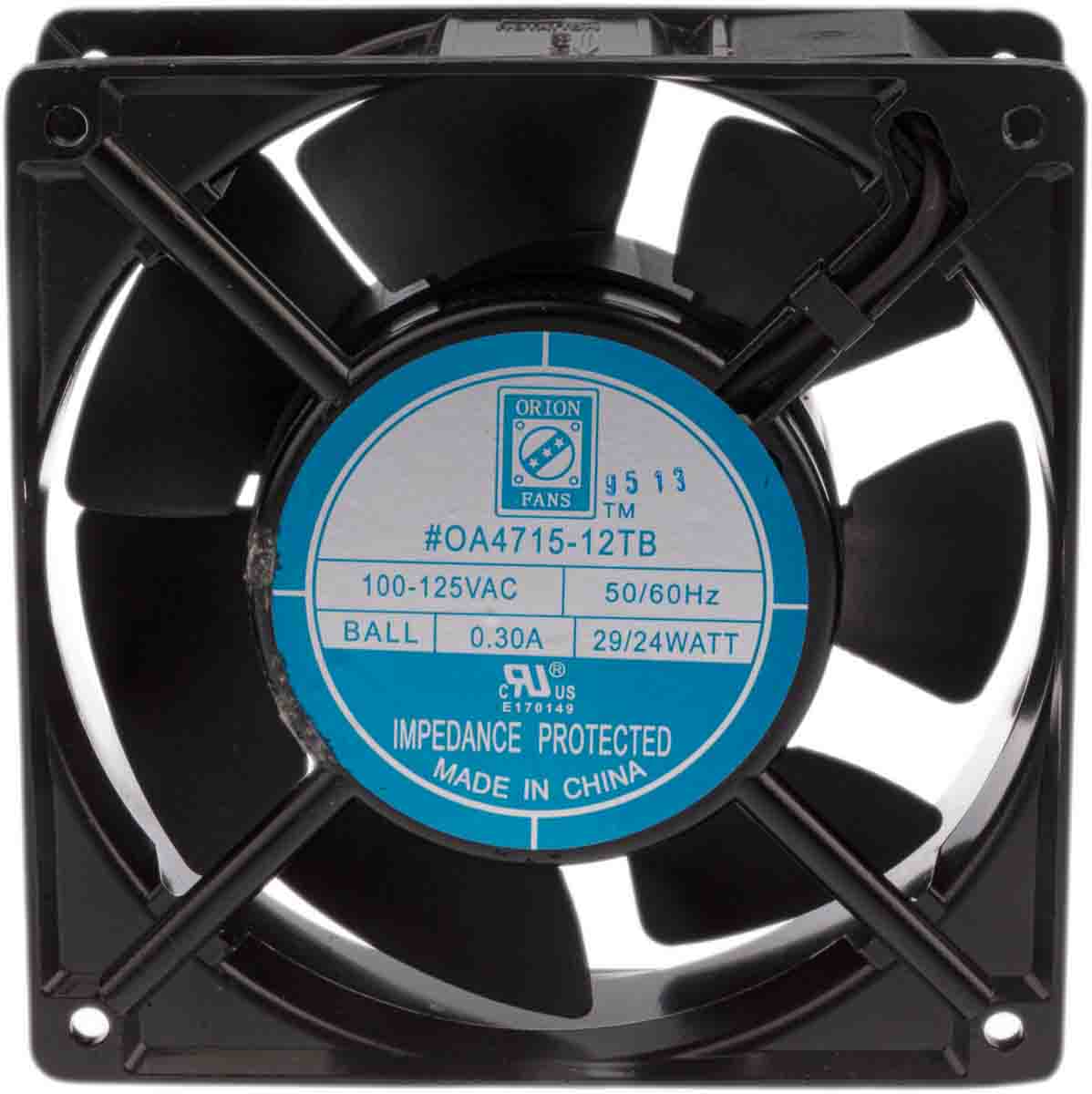 RS PRO Axial Fan, 115 V ac, AC Operation, 186.9m³/h, 24W, 300mA Max, 120 x 120 x 38mm