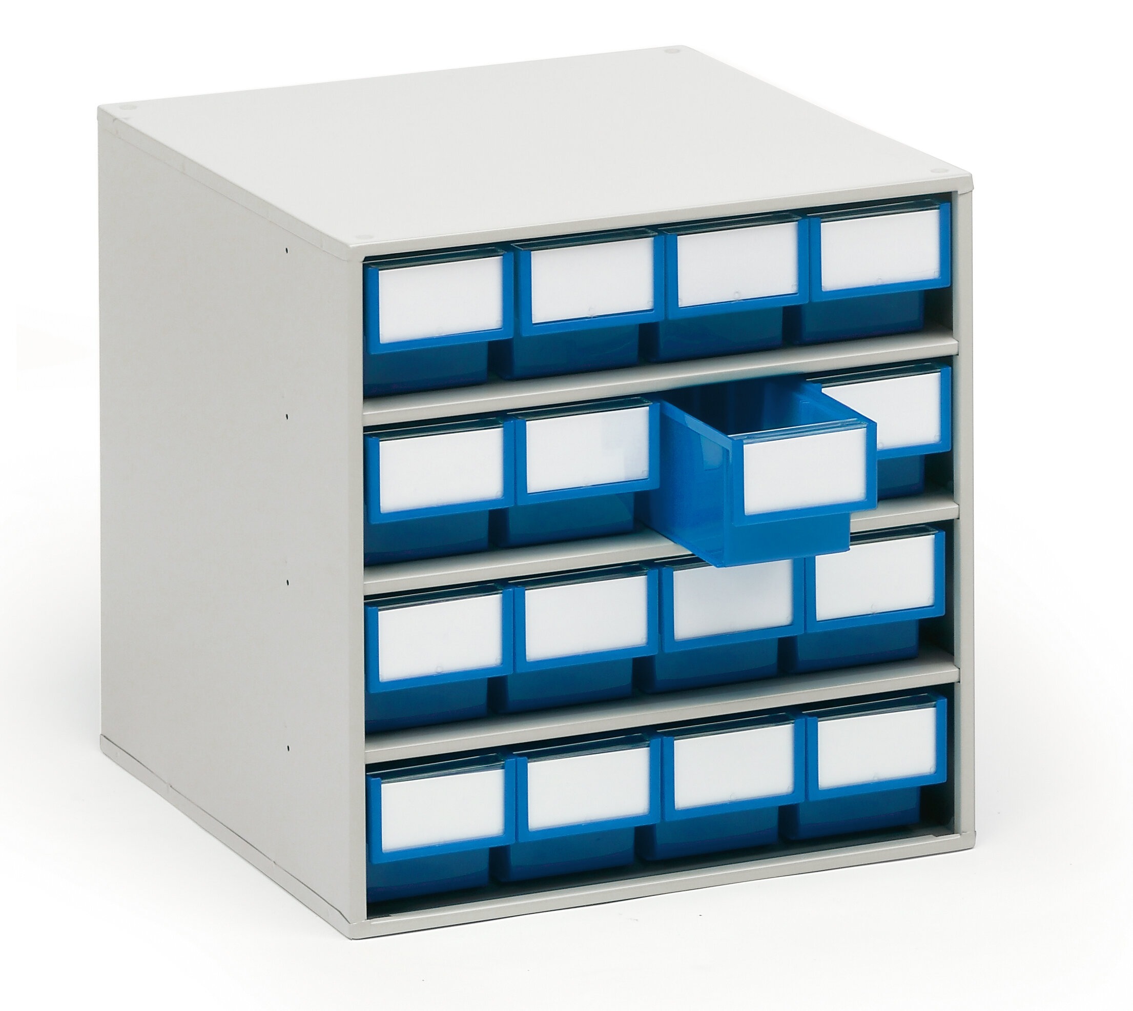 Treston 16 Drawer Storage Unit, Plastic, 395mm x 400mm x 400mm, Blue