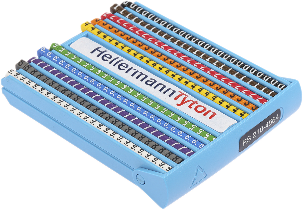 HellermannTyton Helagrip Slide On Cable Marker Kit, Black, Blue, Brown, Green, Grey, Orange, Red, Violet, White,