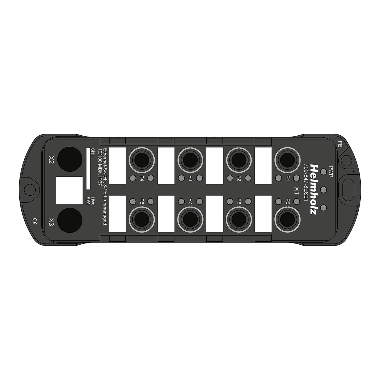 Helmholz GmbH & Co. KG 700-847-8ES01, Unmanaged 8 Port Ethernet Switch M12