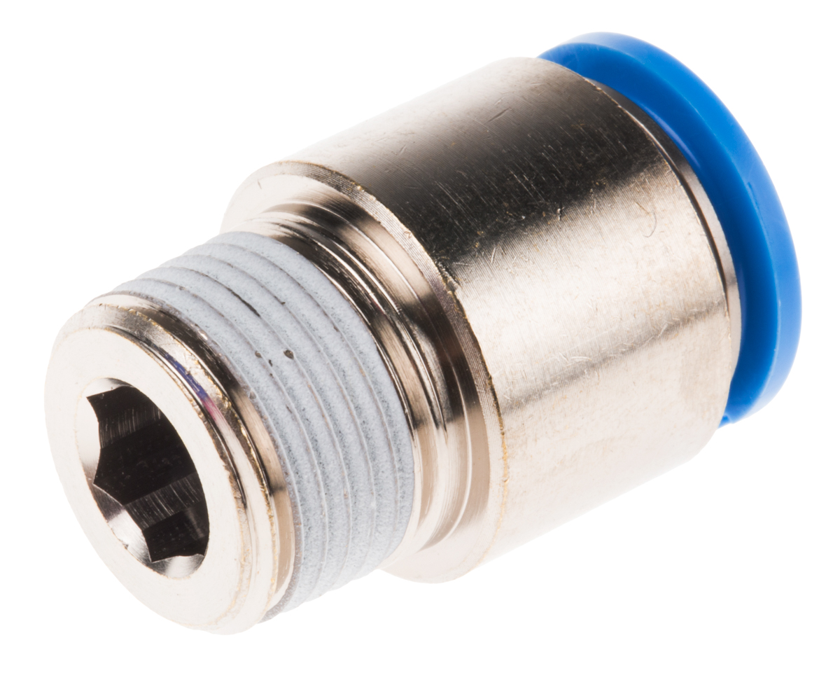 Festo QS Series Straight Threaded Adaptor, R 3/8 Male to Push In 12 mm, Threaded-to-Tube Connection Style, 153020