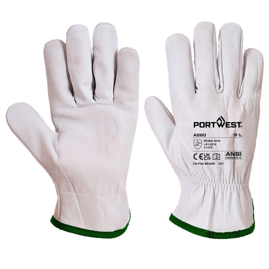 Portwest A260 White Leather Glove, Size 9