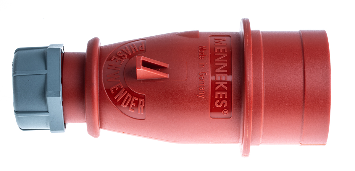 MENNEKES IP44 Red Cable Mount 3P + N + E Industrial Power Plug, Rated At 16A, 400 V,With Phase Inverter