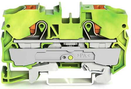 WAGO 2210-1207 TOPJOB S, 2210 Series Green/Yellow, 10mm², Single-Level, Push-In Cage Clamp Termination, ATEX