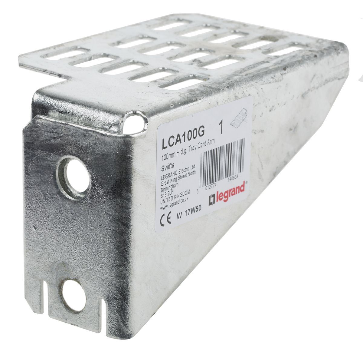 Legrand Cantilever Arm Bracket Hot Dip Galvanised Steel Cable Tray Accessory, 100 mm Width, 74mm Depth