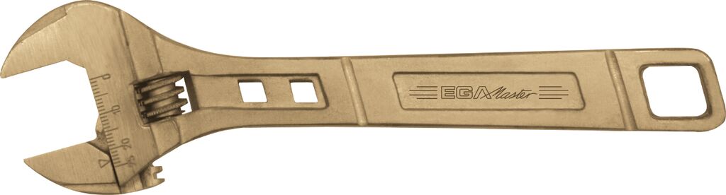 Ega-Master Adjustable Wrench, 250 mm Overall, 30mm Jaw Capacity, Metal Handle, Non-Sparking