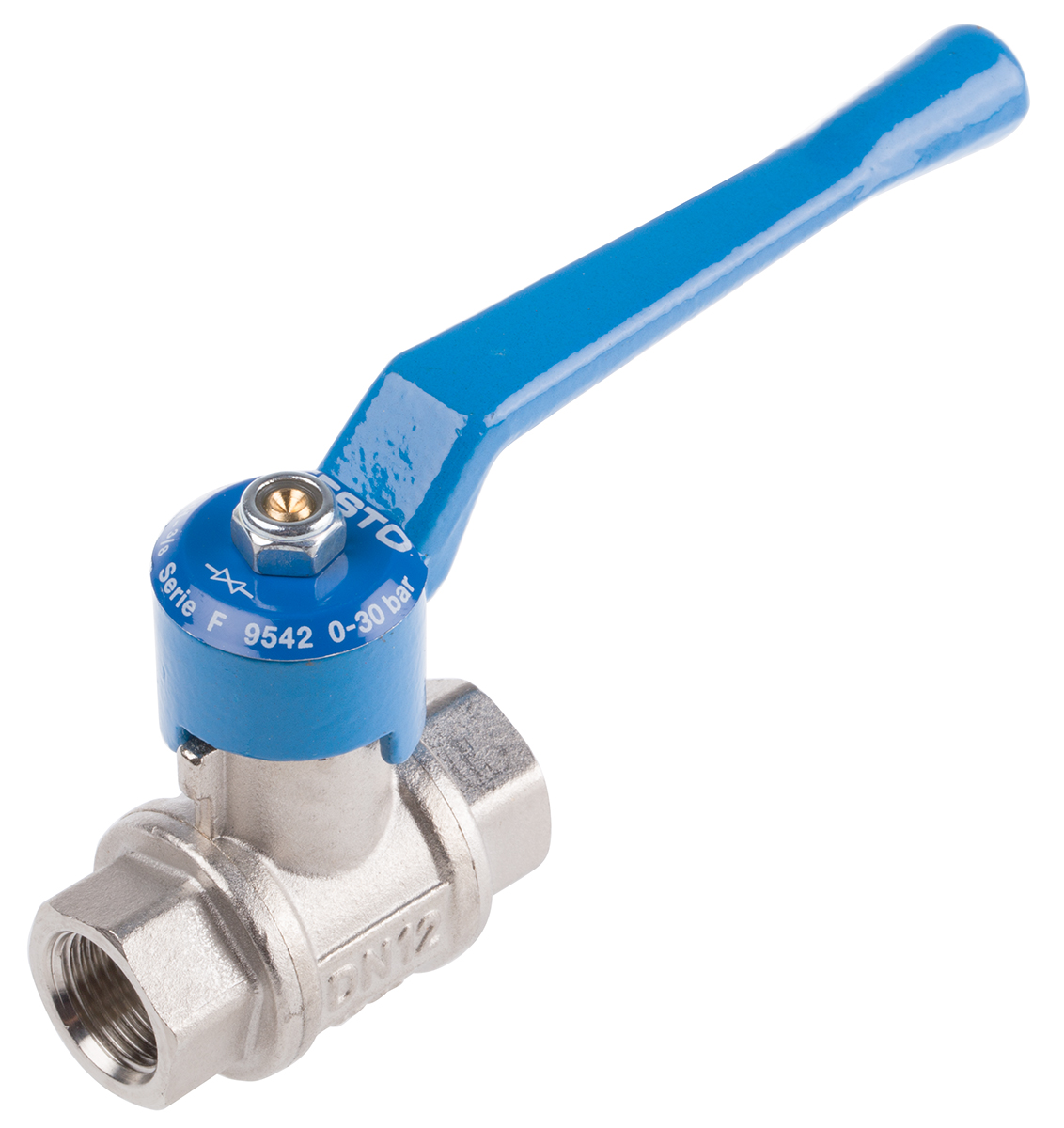Festo Brass 2 Way, Ball Valve, Threaded, G 3/8in, 12mm, -0.95 → 30bar Operating Pressure