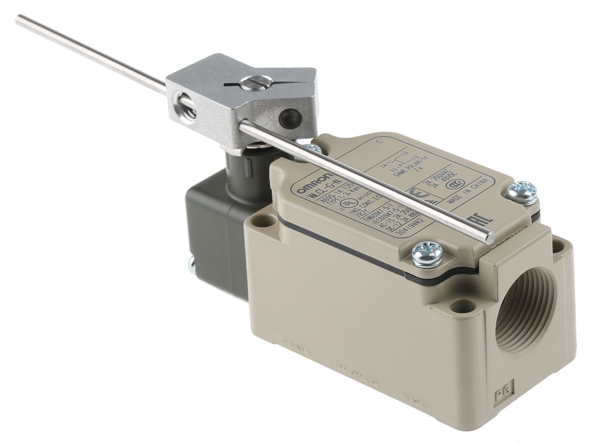 Omron WL Series Rod Limit Switch, 1NO/1NC, IP67, DPST, Aluminium Alloy Housing, 250V ac Max, 2A Max