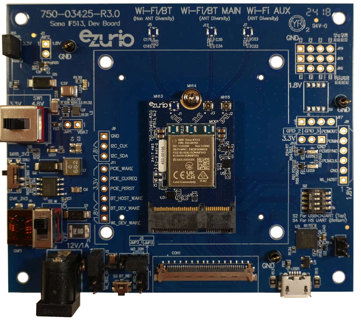 Ezurio 453-00195-K1 2.2V WiFi Module PCM, SDIO, UART