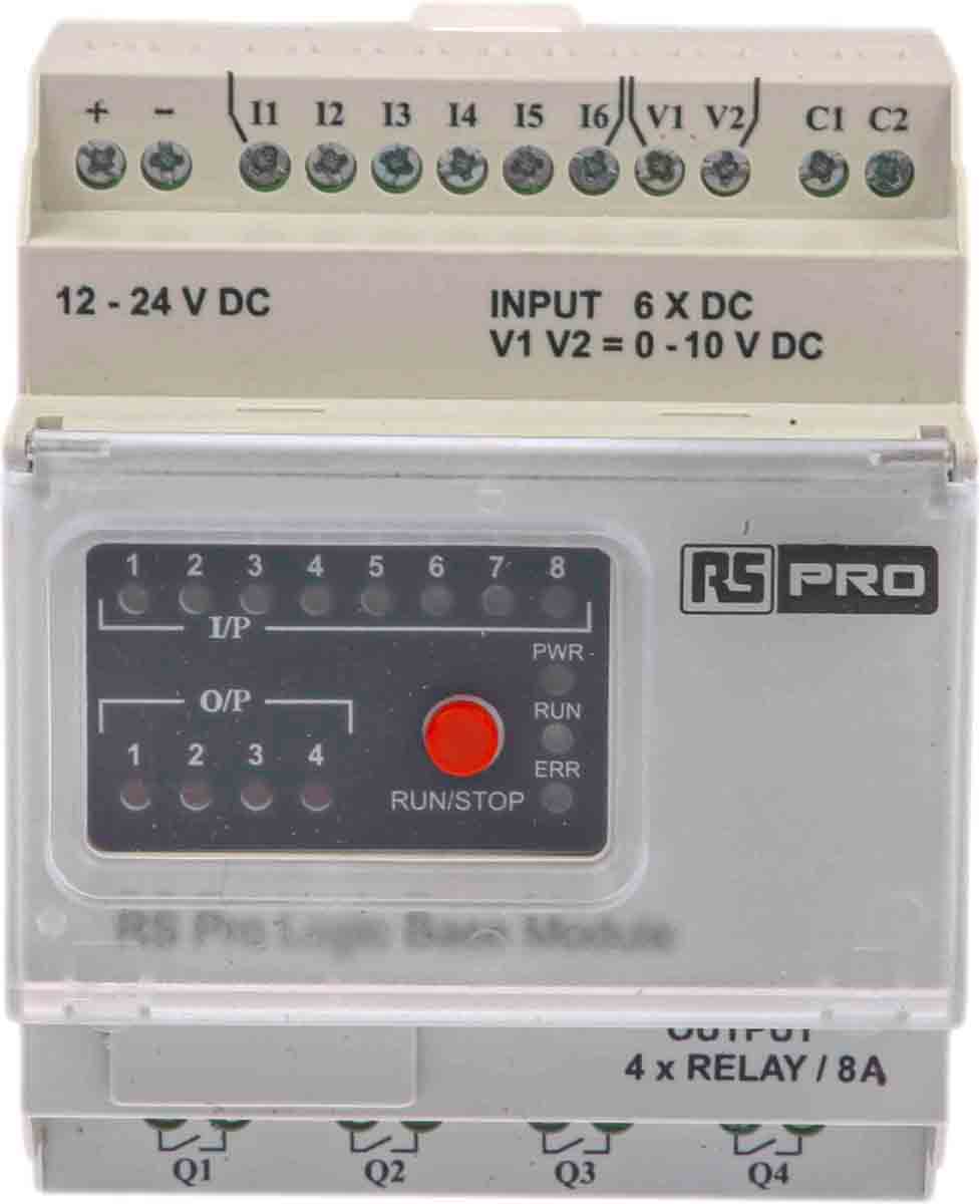 RS PRO Logic Module, 12 → 24 V dc Supply, Digital, Relay Output, 8-Input, Analogue, Digital Input