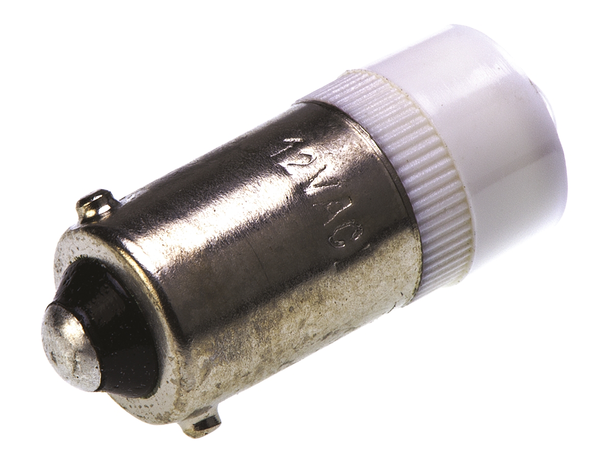 JKL Components White LED Indicator Lamp, 12V ac/dc, BA9s Base, 9.6mm Diameter, 7000mcd