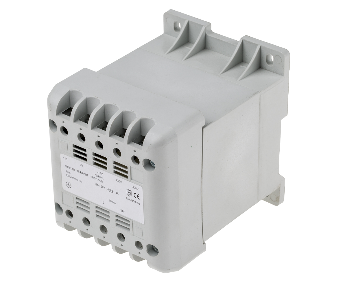 RS PRO 100VA DIN Rail Transformer, IEC 61558-2-6, 400V ac Primary, 24V ac Secondary