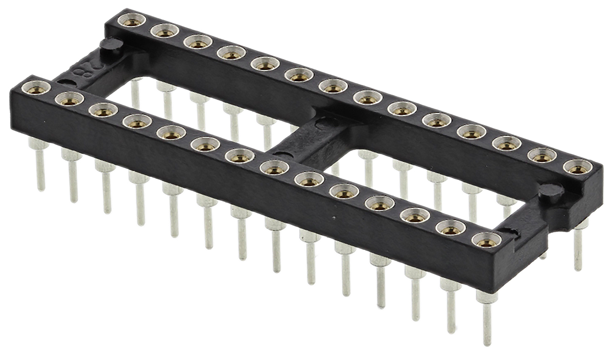 Preci-Dip 2.54mm Pitch Vertical 28 Way, Through Hole Turned Pin Open Frame IC Dip Socket, 1A