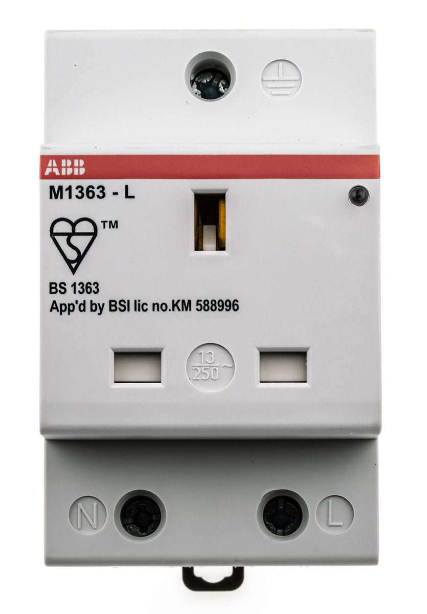 ABB M1363-L Grey 1 Gang Plug Socket, 13A, Type G - British, Indoor Use
