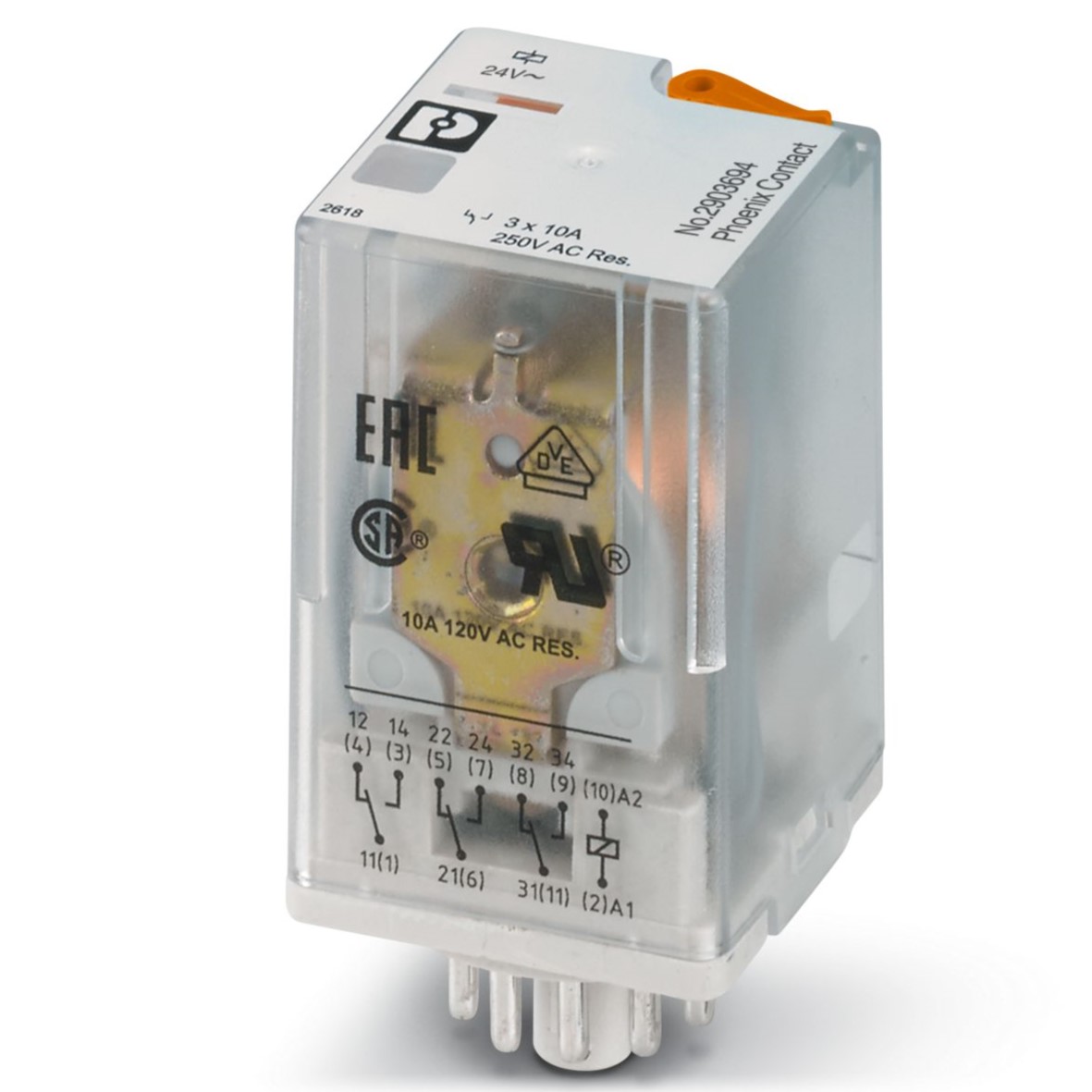 Phoenix Contact PCB Mount Power Relay, 24V ac Coil, 30A Switching Current, 3PDT