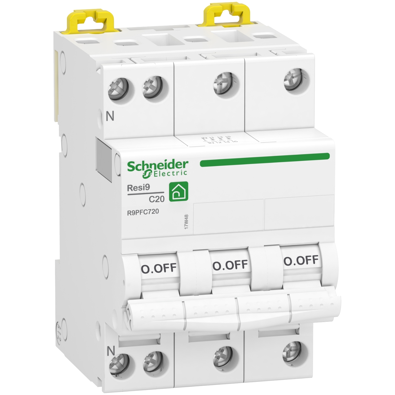 Schneider Electric Resi9 R9PF MCB, 3P, 20A, 400V AC, 3000 A Breaking Capacity
