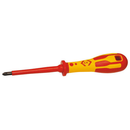 CK Pozidriv Insulated Screwdriver, PZ2 Tip, 100 mm Blade, VDE/1000V, 207 mm Overall