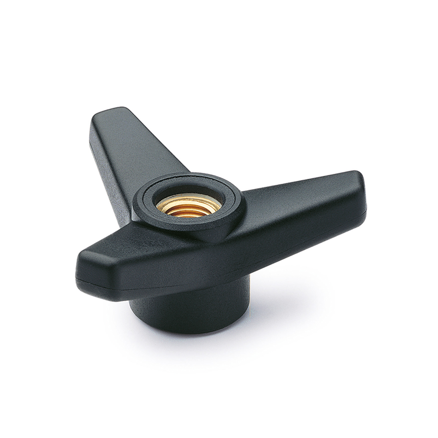 Elesa 65641 Black Glass Fibre Reinforced Polyamide Knob, M10, Threaded Through Hole