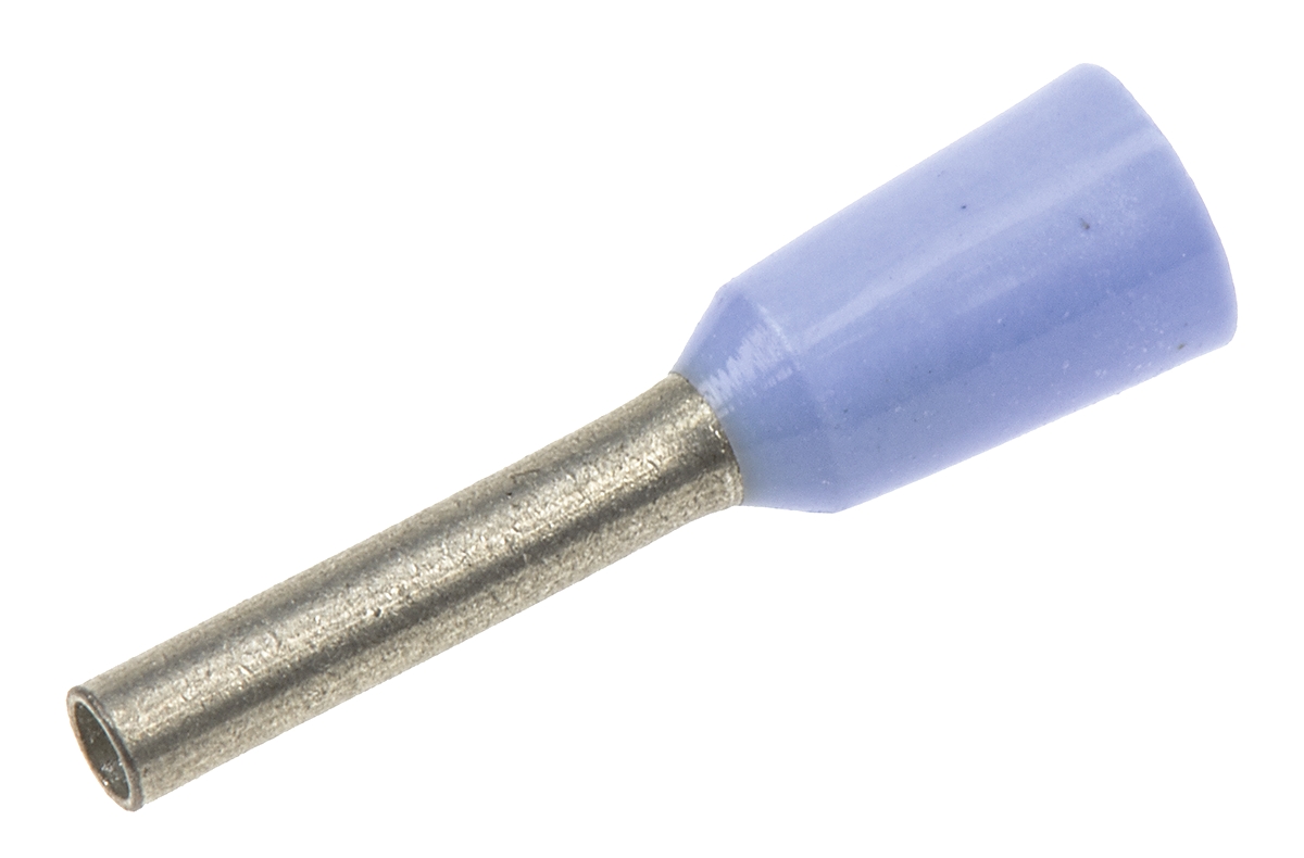 JST, FTR Insulated Crimp Bootlace Ferrule, 8mm Pin Length, 1.2mm Pin Diameter, 0.75mm² Wire Size, Blue