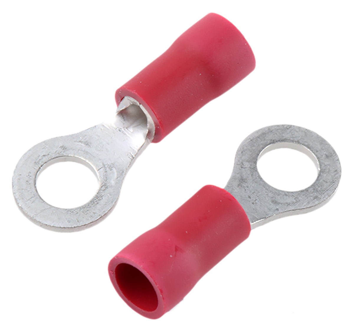 JST, FV Insulated Ring Terminal, M4 (#8) Stud Size, 0.25mm² to 1.65mm² Wire Size, Red