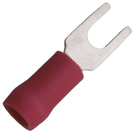 JST FVWS1.25 Insulated Crimp Spade Connector, 0.2mm² to 1.65mm², 22AWG to 16AWG, M3.5 (#5 to #6) Stud Size Vinyl, Red