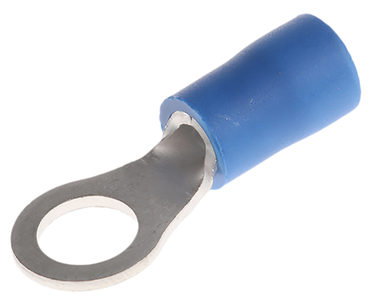 JST, FV Insulated Ring Terminal, 5mm Stud Size, 1mm² to 2.6mm² Wire Size, Blue