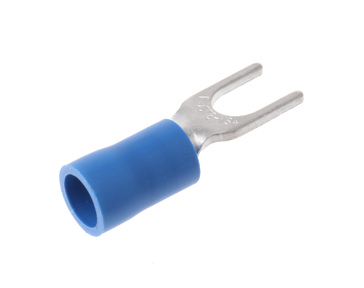 JST Crimp Spade Connector, 1mm² to 2.6mm², 16AWG to 14AWG, 4mm Stud Size Vinyl, Blue
