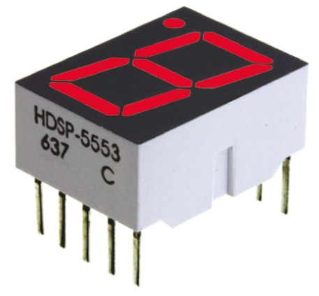HDSP-5553 Avago 7-Segment LED Display, CC Red 1.48 mcd RH DP 14.2mm