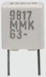 KEMET MMK Polyester Film Capacitor, 63 V ac, 100 V dc, ±10%, 220nF, Through Hole