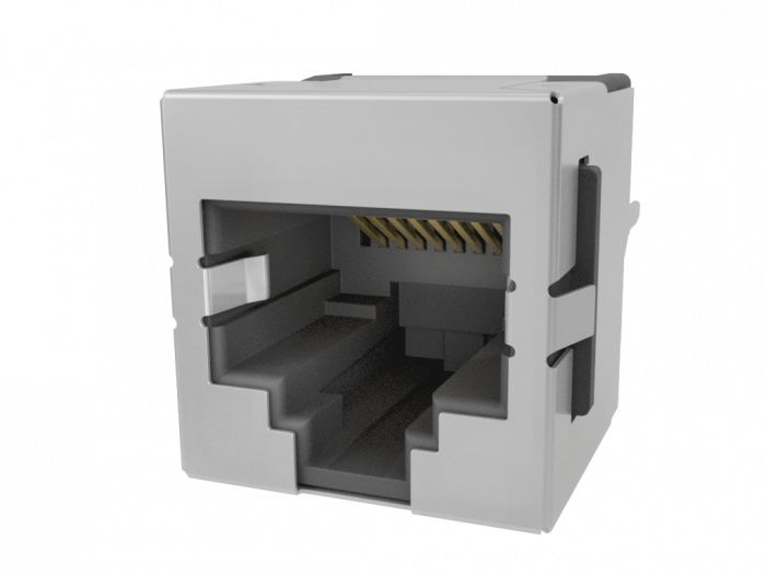 Amphenol Communications Solutions RJE74 Series Female Ethernet Connector, Through Hole, Cat3 1x1 Port 1 -Way