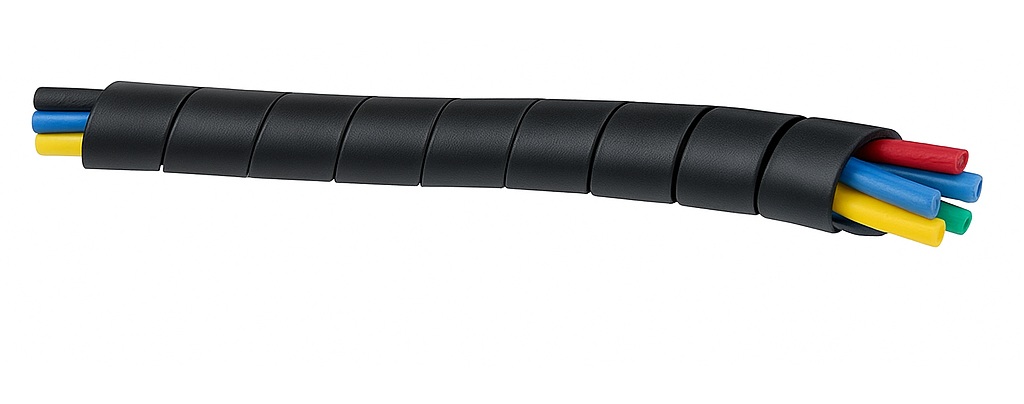 E-Pro Black Panel Spiral  16mm ID 17mm OD Flexible Helical Cable Wrap with Slit