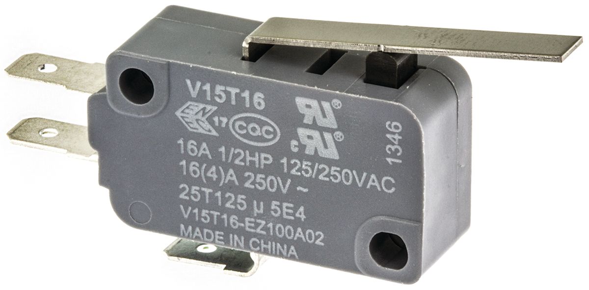 Honeywell Leaf Lever Microswitch, Tab Terminal, 16 A @ 250 V ac, SPDT